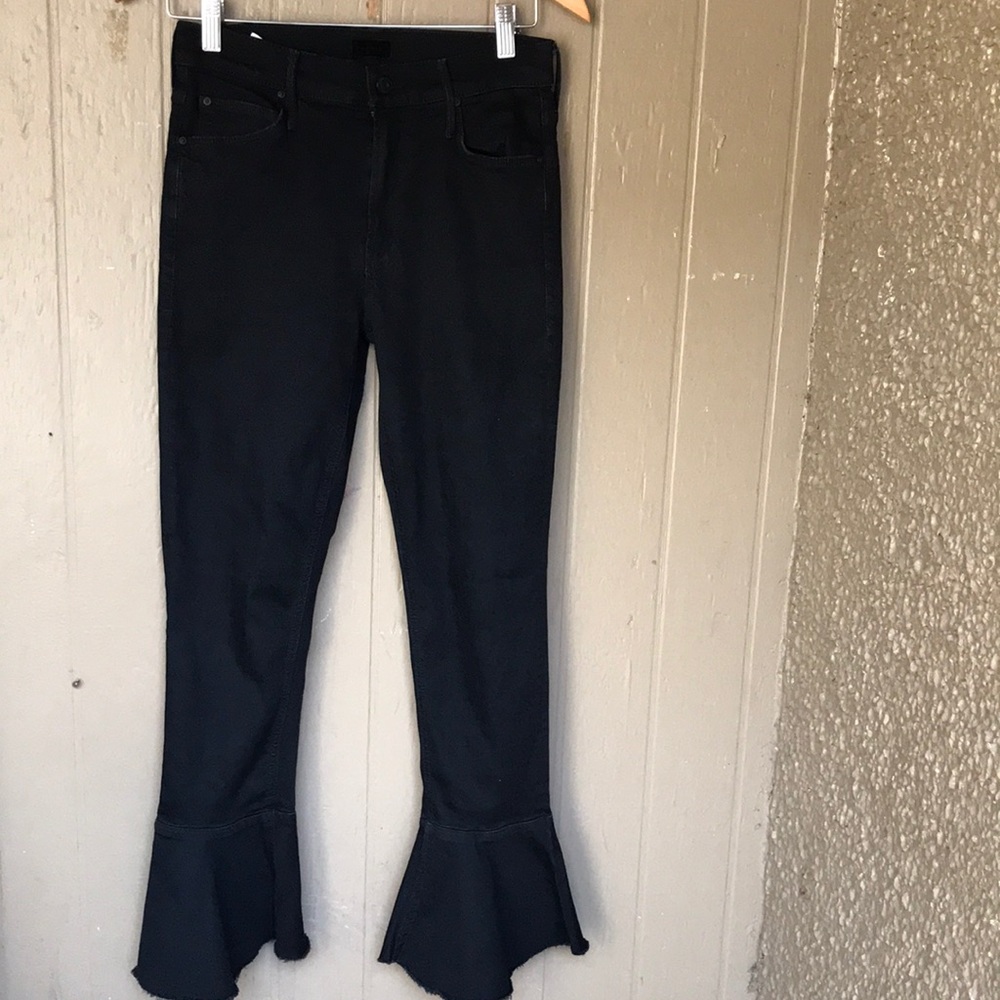 MOTHER High Rise Black Flare Jeans